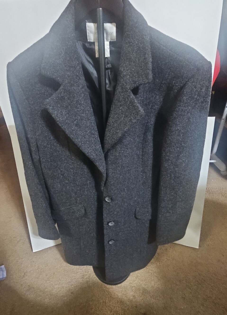 Worthington Wool Overcoat Size 10 Charcoal Gray Pea Coat Jacket
